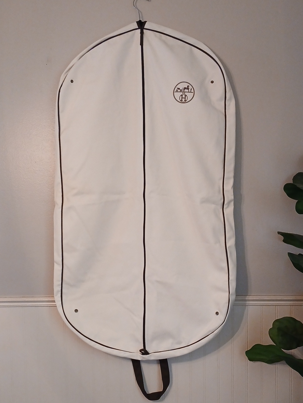 Hermes Canvas Garment Bag Foldable Zipper Suit Dress Coat Jacket Travel Storage